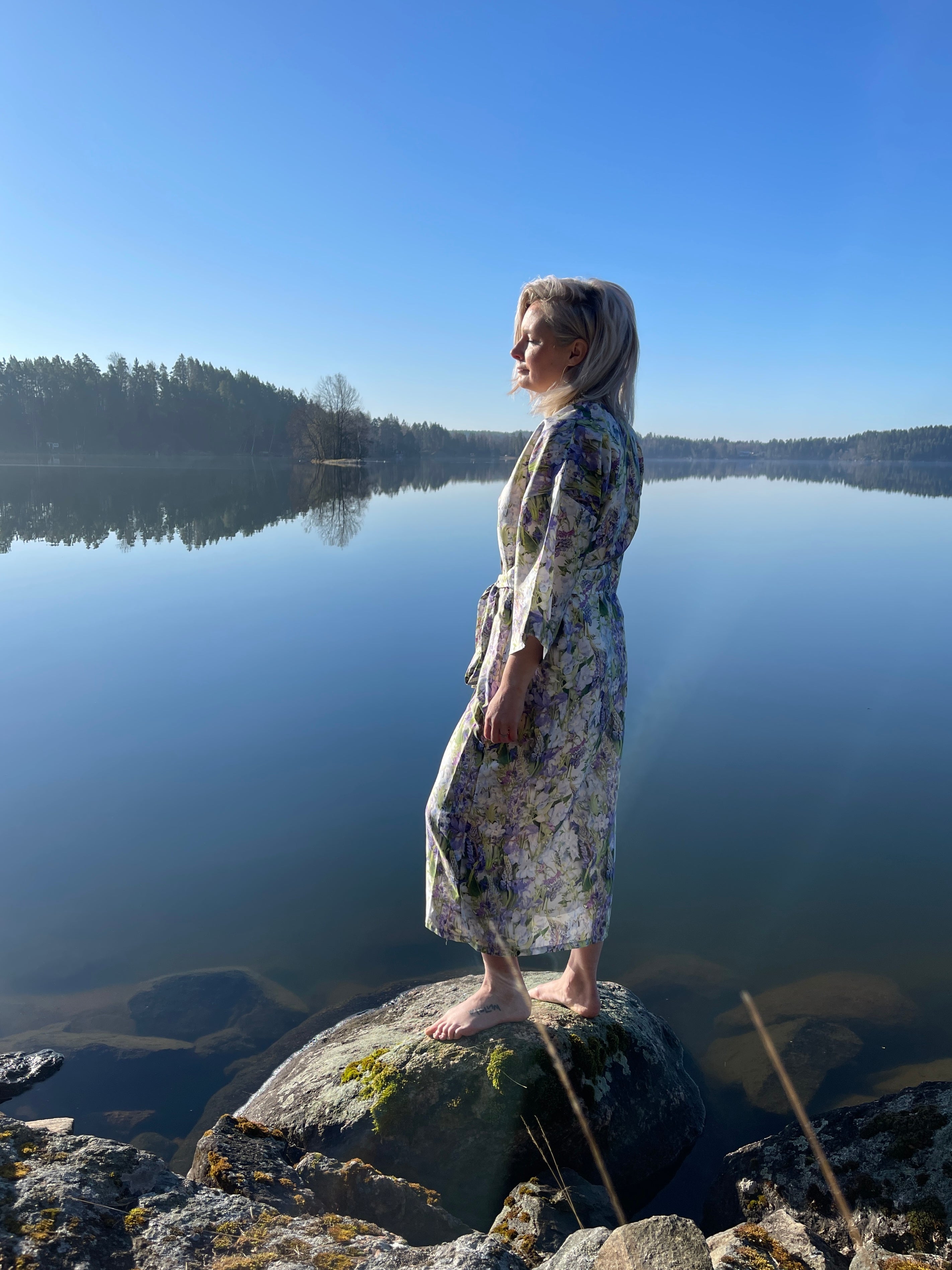 Kukkakimono sininen S-L